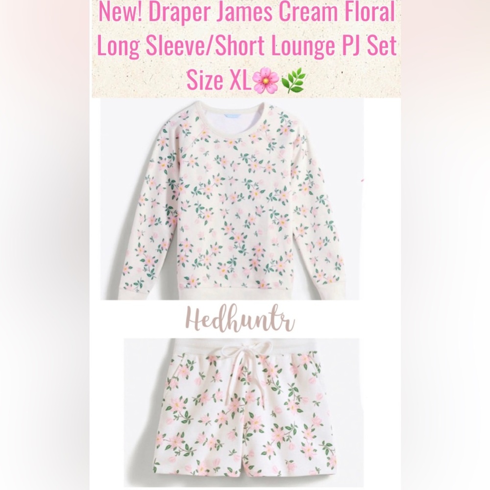 🎉HP🎉FinalPrice-New! Draper James CreamFloral LongSleeve/Short Lounge Set XL🌸